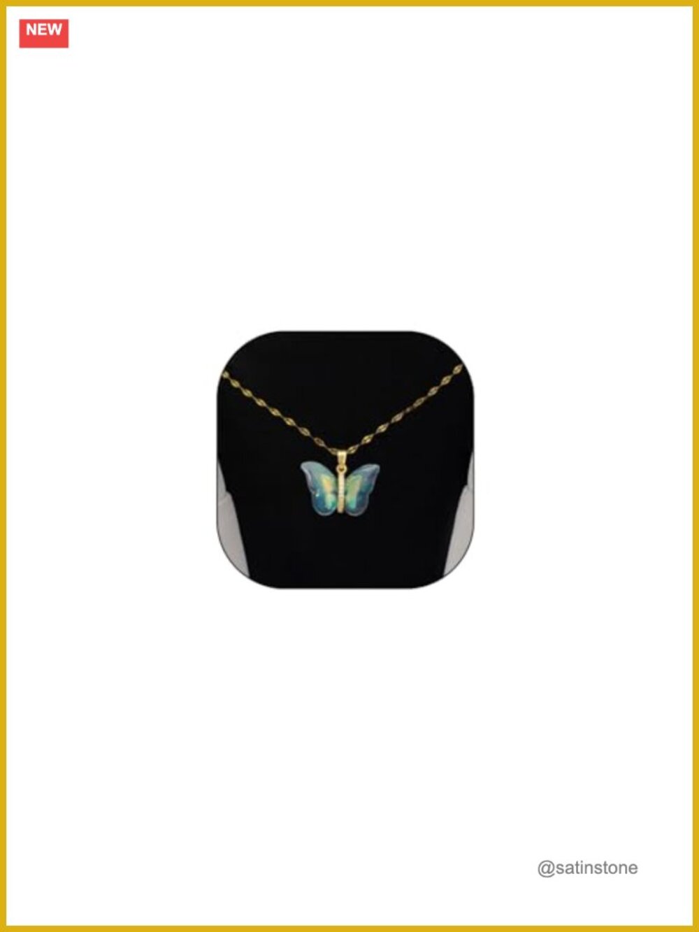 Adjustable Crystal Butterfly Pendant Necklace Gold Plated Bohemian Choker